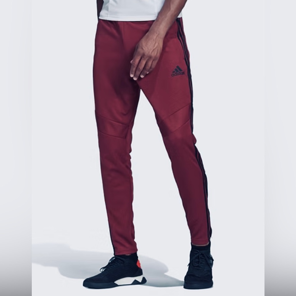 Adidas Tiro 19 Men's Burgundy Joggers soccer pants athletic Black Stripes red